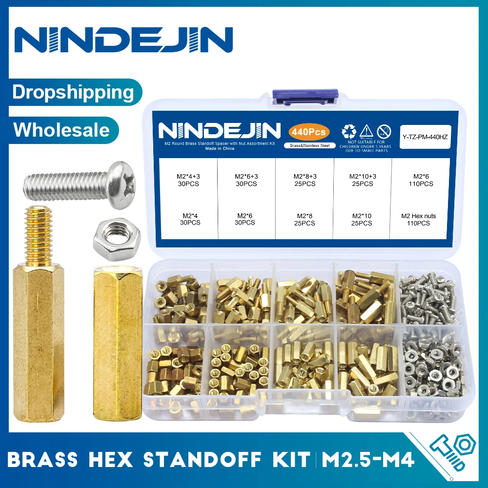 Nindejin masculino feminino latão hex impasse kit parafuso porca conjunto m2.5 m3 m4 pcb placa-mãe hex impasse espaçador variedade kit