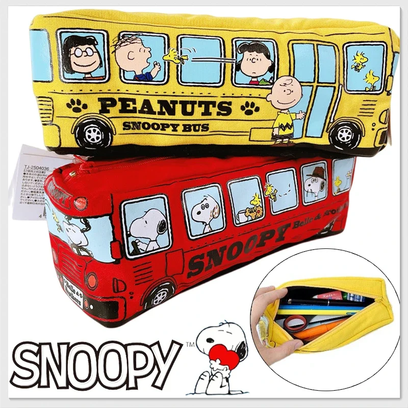 

Snoopy Pencil Bag Cartoon Bus Styling Pen Storage Bags Large Capacity Stationary Pencil Box Boys Girls School Office Supplies