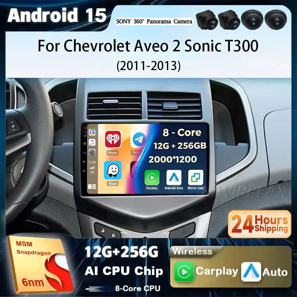 

Android 15 Carplay Auto 2K экран автомобильный радиоприемник видео мультимедийный плеер для Chevrolet AVEO Sonic 2011-2013 2 din авторадио стерео