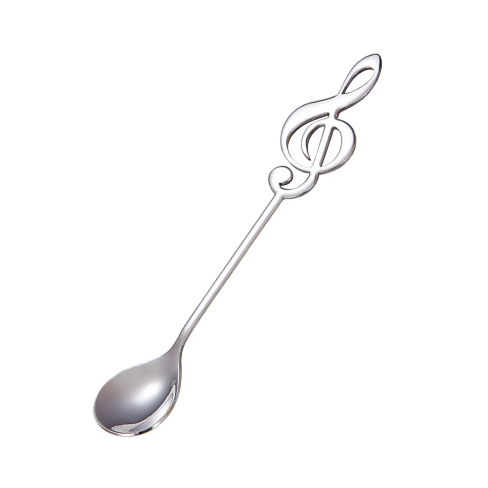 

Stainless Steel Titanium-coated Coffee Spoons Musical Note Pattern Stirring Spoon Dessert Scoop Tableware (Primary Color)