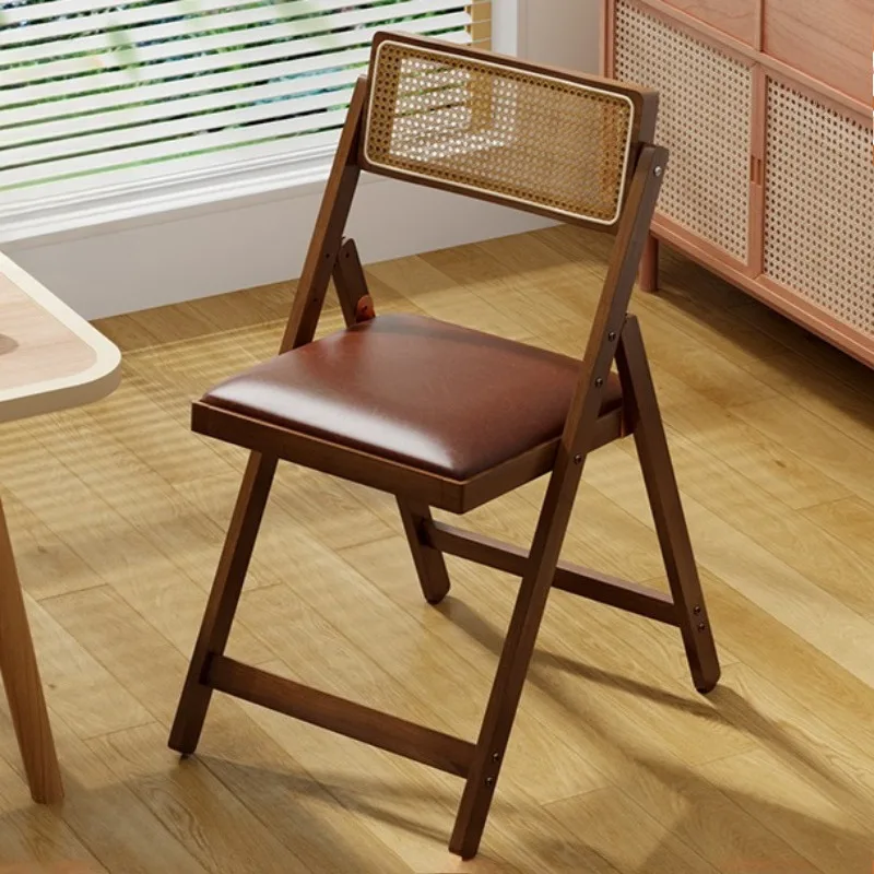 

wood soft bag folding chair Household Nordic space-saving dining chair stacked backrest sedia da pranzo moderno furniture home