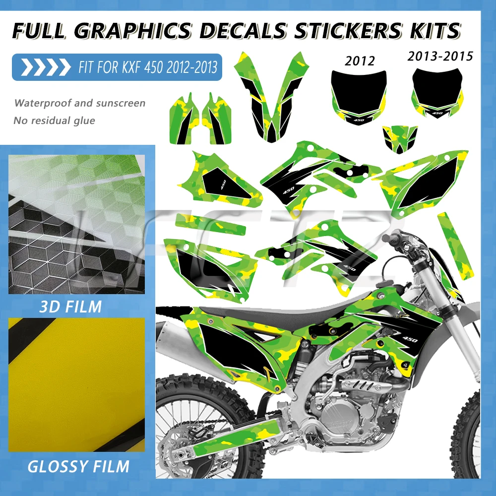 Personalized Graphics Background Decals Stickers Fit for KAWASAKI KXF 450 KX 450F KX450F KXF450 2012 2013 2014 2015 Motorcycle