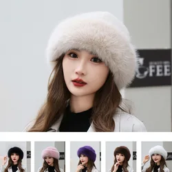 New Fluffy Fur Bucket Hat For Women Plush Fisherman Hat Warm Women's Winter Hat Thicken Cold Snowy Day Panama Cap Chrismas Gifts
