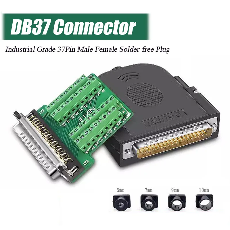 DB37 Male Female Connector Industrial Grade D-SUB 37Pin Solder-free Joint Plug DB37 Pin Breakout Board Wiring Terminal Adapter