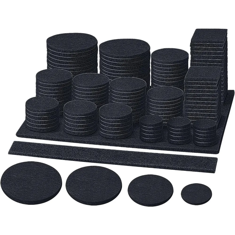 

141-piece Pack of Felt Furniture Cushions, Available in Various Sizes (141 Pieces Per Pack, Black)