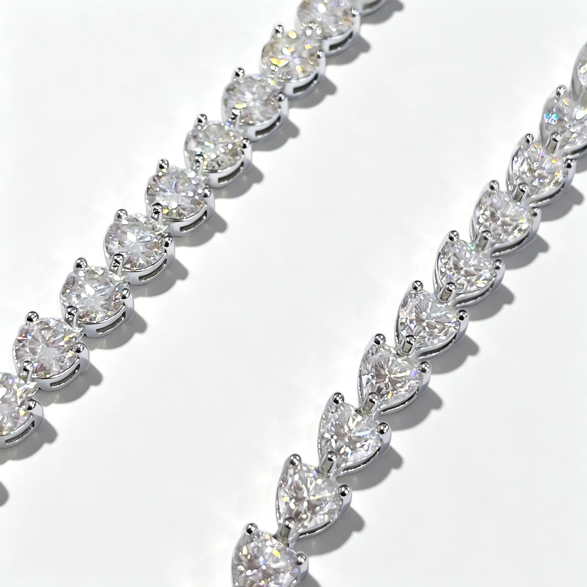 Butterflykiss Full 4MM Heart Triangle Cut Moissanite Tennis Bracelet For Women 925 Sterling Silver Lab Diamond Wedding Jewelry