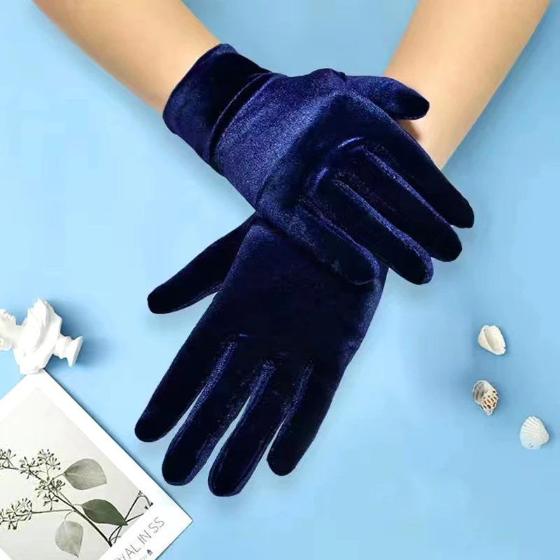 Guantes de terciopelo de ópera para mujer, manoplas de dedo completo, elásticas, suaves, hasta la muñeca, para banquete y fiesta