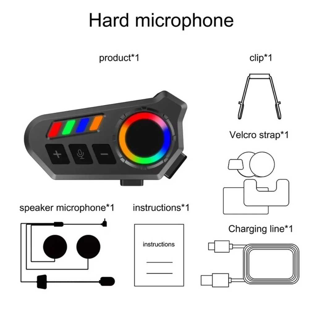 

IP65 Waterproof Helmet Bluetooth Headset RGB Light 40H Ultra Long Playtime Helmet Headset HiFi Sound