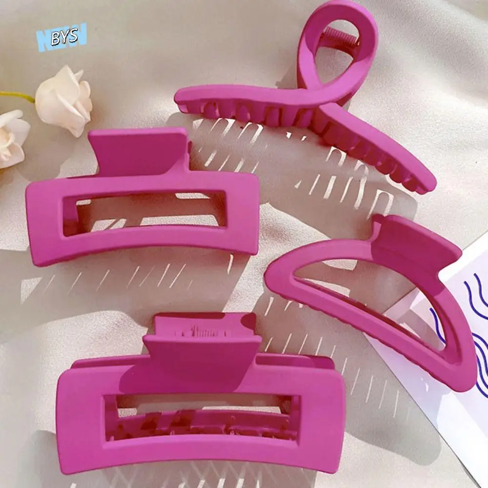 

Trendy Plastic Pink Large Shark Clip Cross Square Acrylic Hair Claws Geometric Hairpins Streetwear