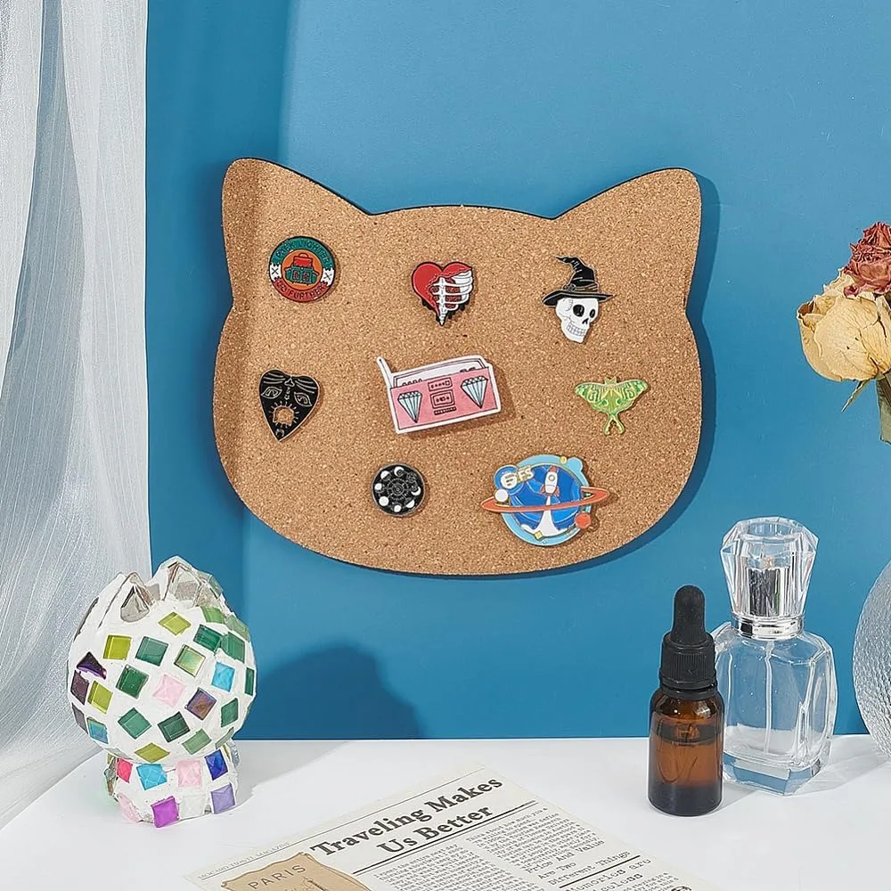 1pc Pin Board Cat Bacheca in sughero Tabellone per bollettino spesso 0,4 pollici Tabellone in sughero a parete per spilla Pin Storage Office Home