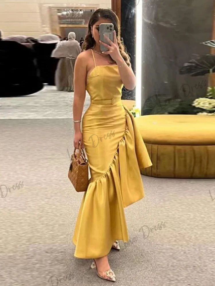 Gold Evening Luxury Dress 2024 Fish Tail Ruffles Gala Dresses 2024 Lena Strapless Elegant Party Dresses for Women Luxury Prom