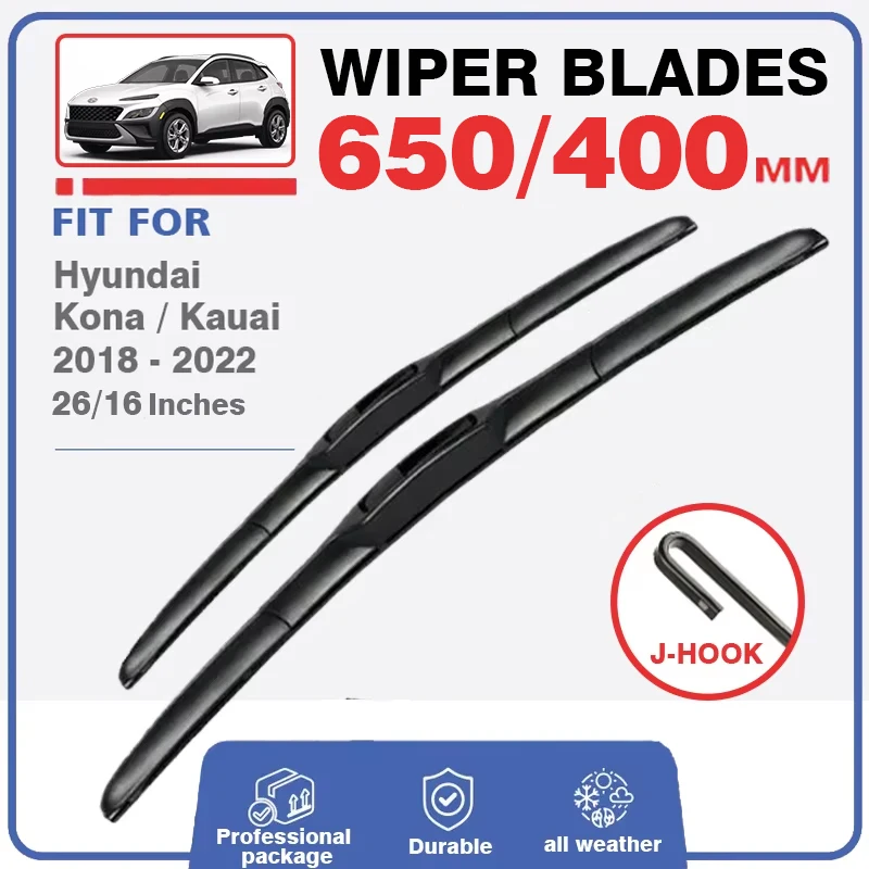 Front Rear Windshield Windscreen For Hyundai Kona N Hybrid Wiper Blades 2017 2018 2019 2020 2021 2022 Kauai Car Auto Accessories