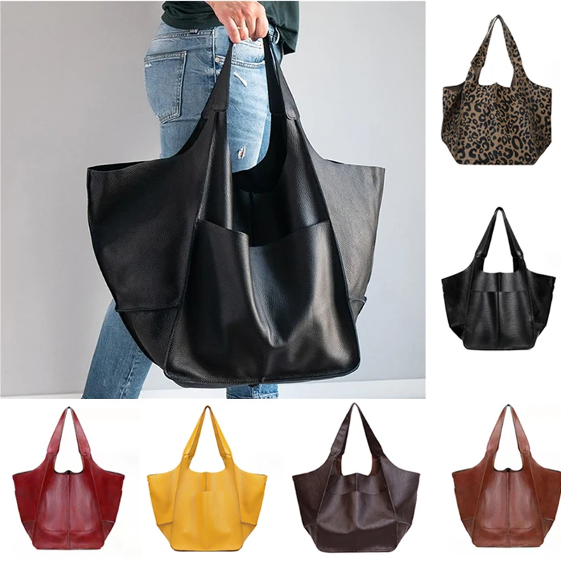 Women Shoulder Tote Bag Washed Pu Leather Motorcycle Messenger Casual Handbags Top-handle Bags Sac A Main