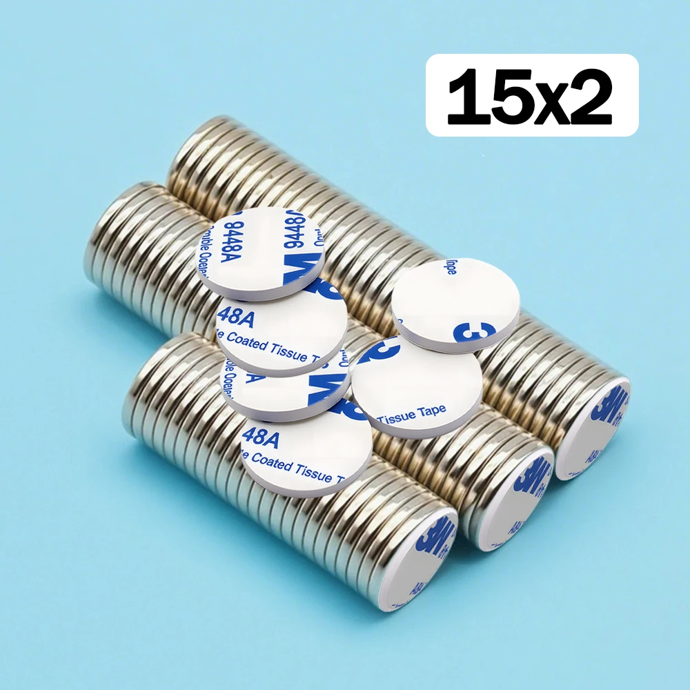 Superstarker Neodym-Magnet mit doppelseitigem Klebeband, runder Magnet N35, starke Permanentmagnete