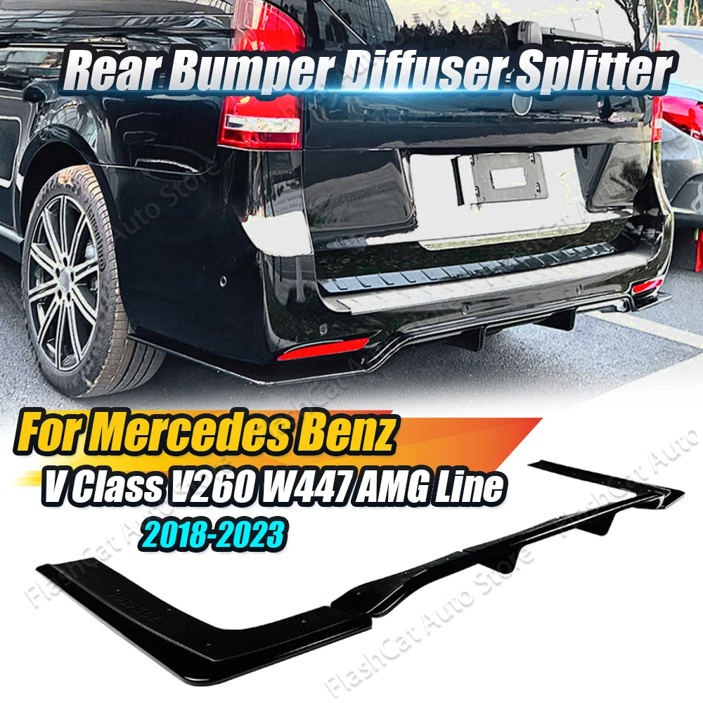 W447 AMG Rear Diffuser Spoiler Guard Body Kit Bumper Side Splitter Lip For Mercedes Benz V Class V200 V220 V260 AMG 2018-2023