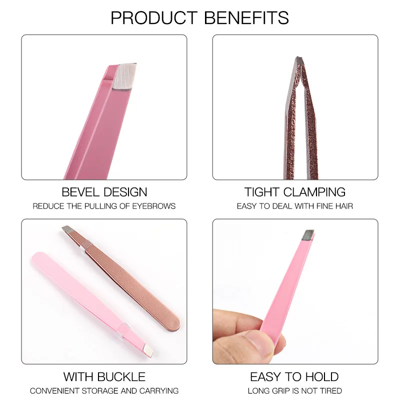 Stainless Steel Eyebrow Tweezers Set - Precision Tweezers for Eyebrow Shaping, Eyelash & Facial Hair Removal, Beauty Makeup Tool