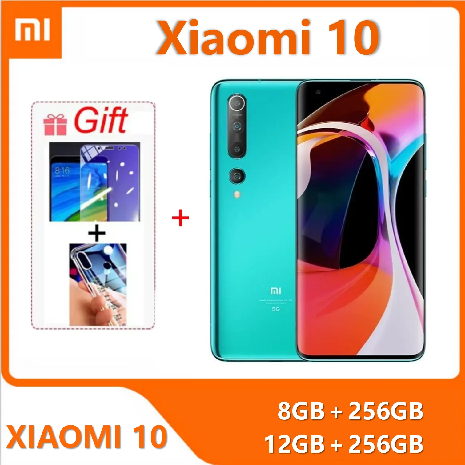 هاتف Xiaomi 10 RAM 12GB ROM 256GB 5G الذكي أندرويد 6.67 بوصة كوالكوم سنابدراجون 865 4780 mAh البرامج الثابتة العالمية HyperOS 1.0 108mp