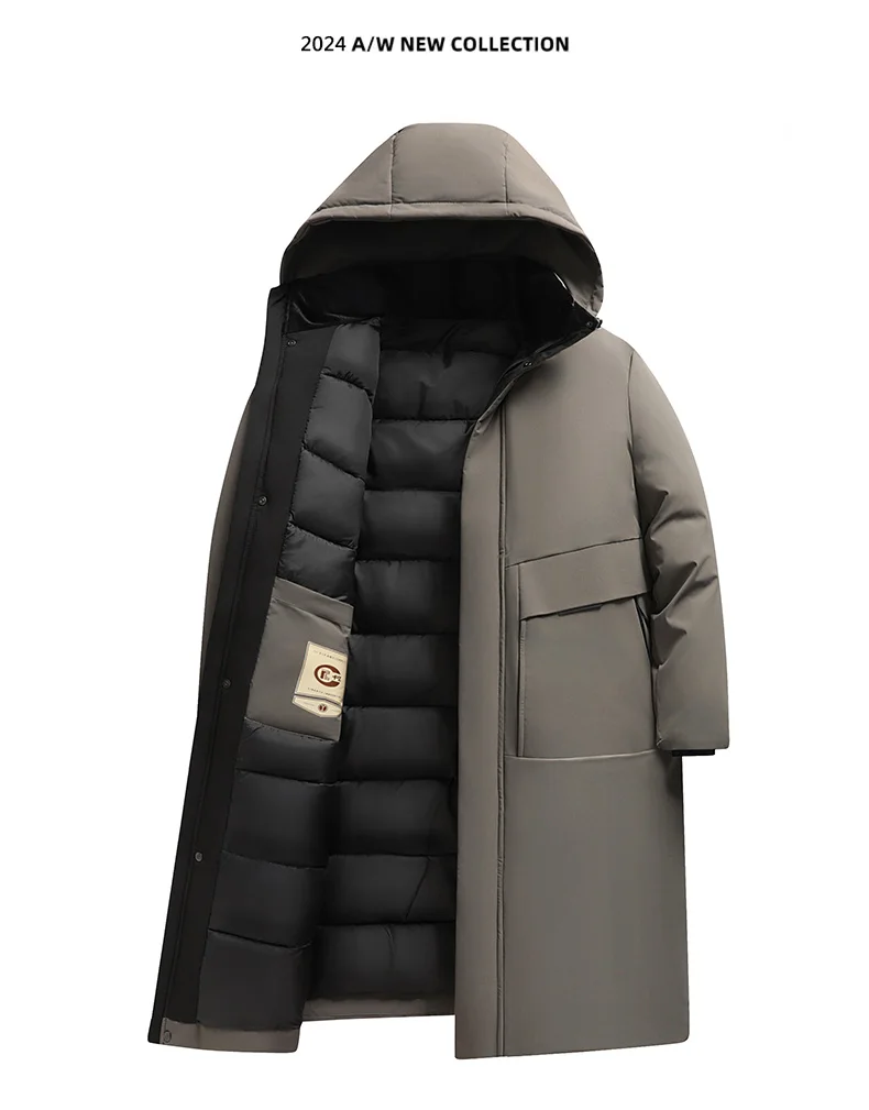 2026 new arrival winter hooded jacket long style sill-like cotton jackets men,mens fashion thicken warm parkas trench coat male