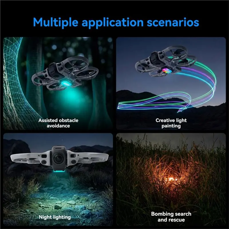 For DJI Avata360/2 2-In-1 LED Night Flight Light RGB Colorful Flash Warning Functionality For DJI Avata360 Landing Gear