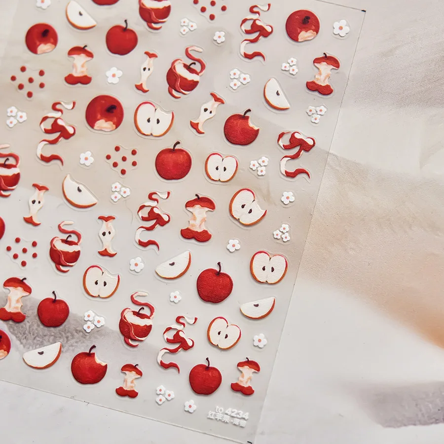 5D Jelly Red Apple Nail Art Aufkleber Cartoon Apple Slice Kawaii Obst Süße süße selbstklebende Dekoration Maniküre Aufkleber DIY – Detail 13