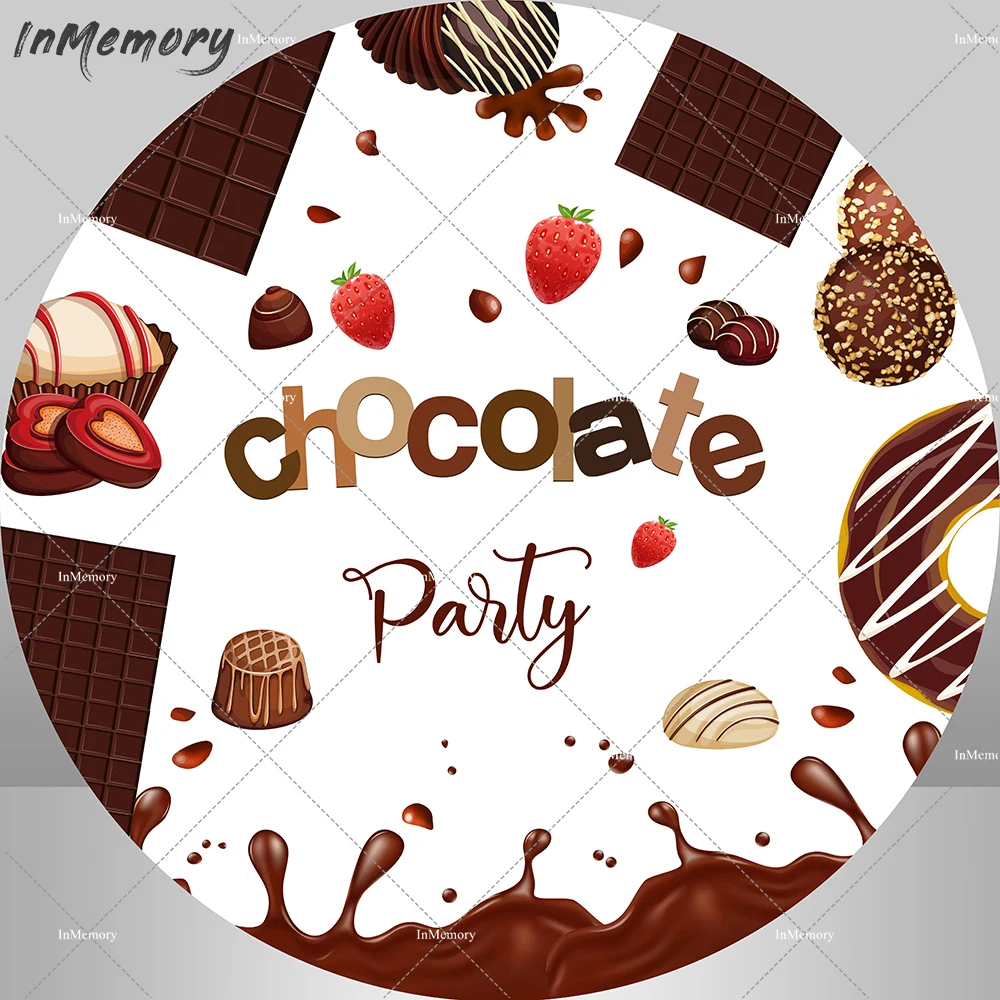 Chocolate Party Round Backdrop Cover Baby SHower Photo Background Kids Boys Girls Birthday Newborn Decor Cake Table Supplies