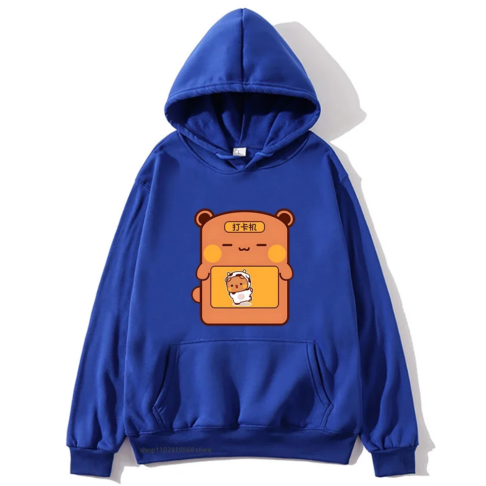 Cute Dudu and Bubu Are Dacing In Bubu Sweatshirt with Hooded Cute Funny Panda and Brownie Bear Hoodies Men Women Couple Tops y2k