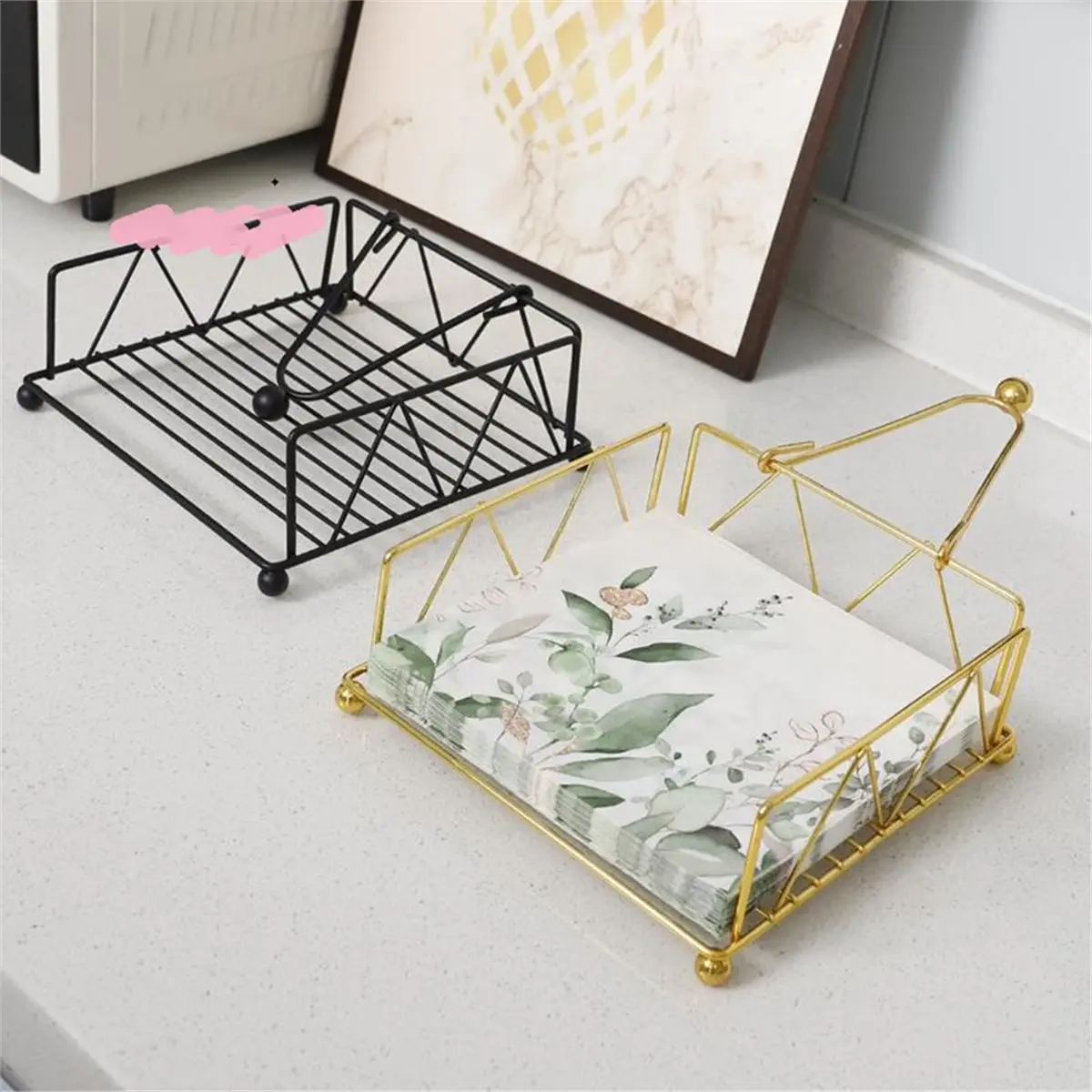 Oct Sale Rustic Metal Napkin Holder Square Paper Organizer for Kitchen Home Restaurant Cafes - Tabletop Decorative Napkin Holder