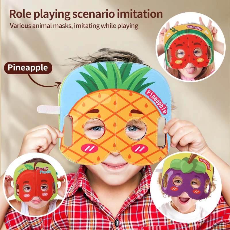 Kids Cloth Book Mask Cloth Book Fruit Theme Cute Modeling Baby Toy Character Fun Experience Interactive Games Birthday Gift