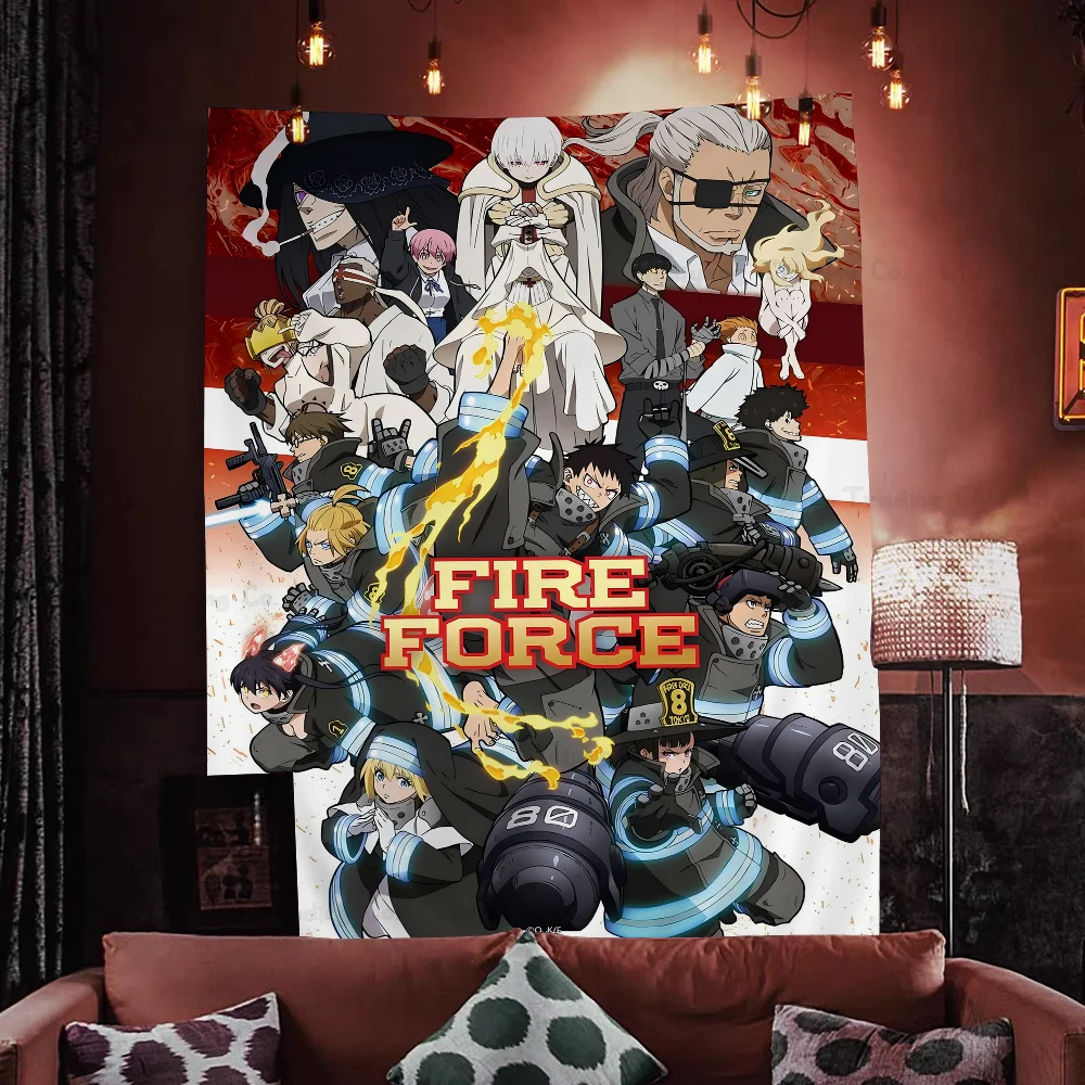 Anime Fire Force Printed Large Wall Tapestry Wall Hanging Decoration Household Decor Blanket