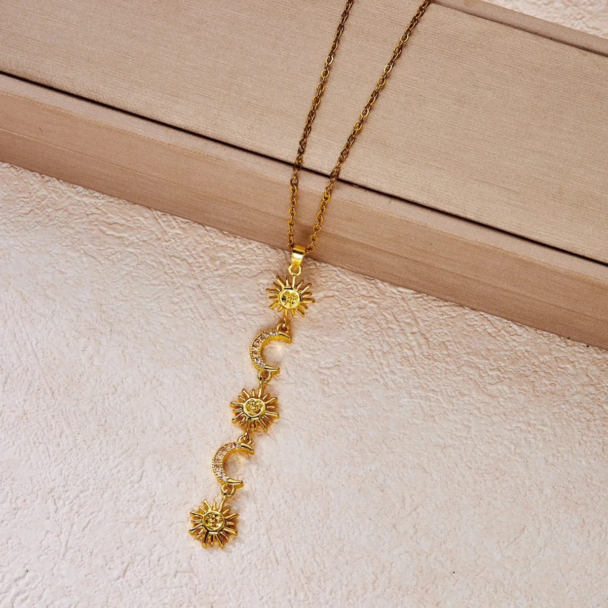 Glänzende Zirkon-Halskette mit geometrischen Verbindungsstücken und Quasten aus Edelstahl für Damen und Herren, Herz, Auge, Wassertropfen, Sonne, Mond, Stern, Choker-Schmuck – Detail 37