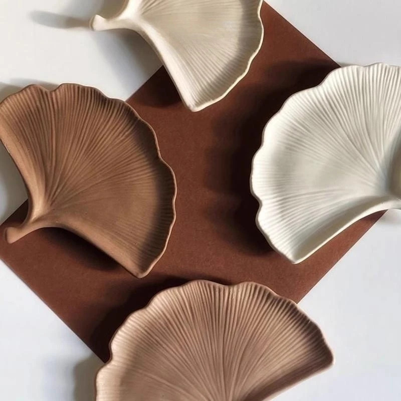 Leaf Gypsum Plate Concrete Storage Tray Silicone Mold Ginkgo Leaf DIY Jewelry Plaster Tray Epoxy Resin Mould