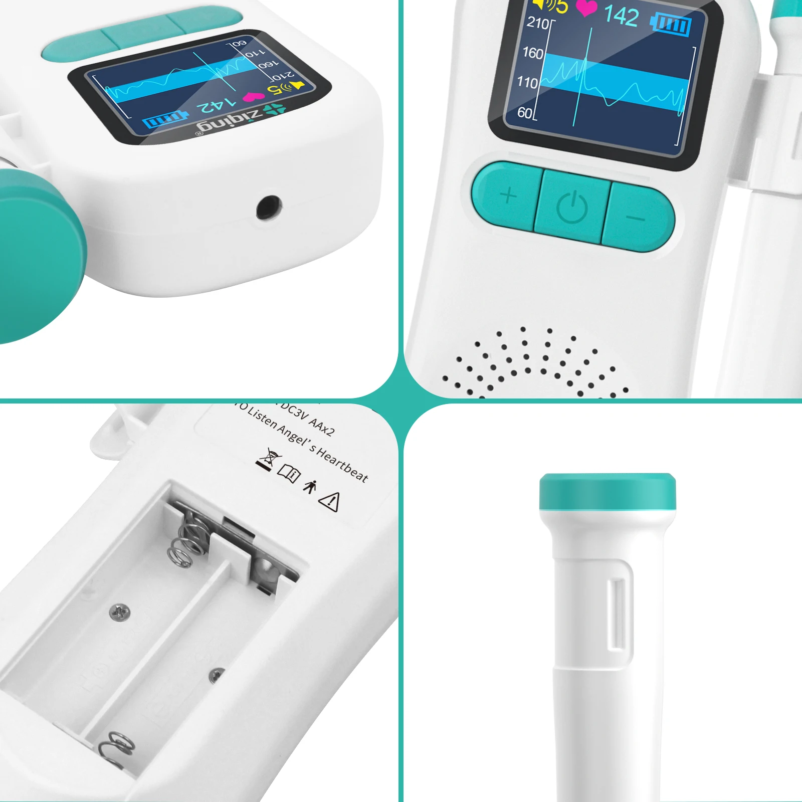 Haushalt Doppler Fetal Tragbare Schwangere Baby Herzfrequenz Monitor 3,0 MHz Schwangerschaft Baby Meter Fetal Sound Ultraschall Detektor – Detail 7