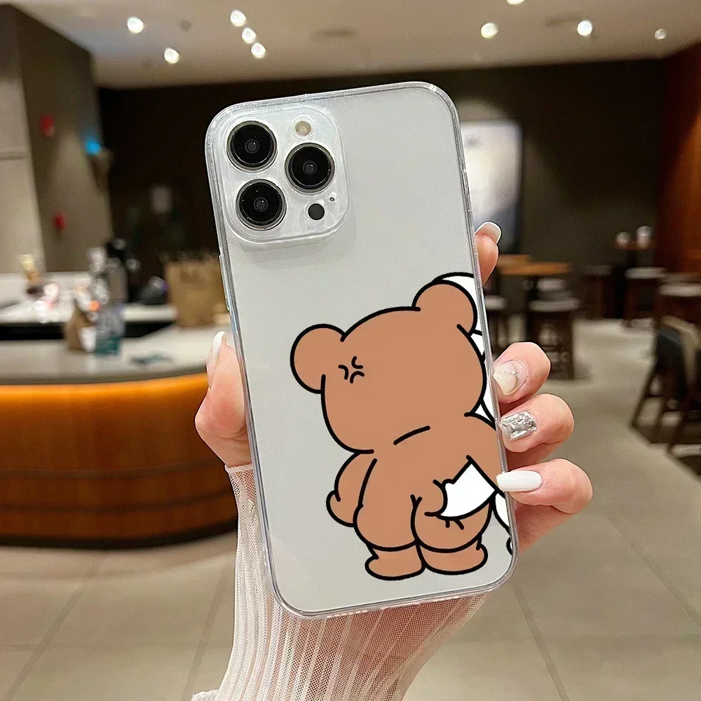 เคสโทรศัพท์คู่ลายกระต่ายขำขันสำหรับ iPhone 15 14 13 12 11 XS PRO MAX MINI X XR 6 7 8 PLUS SE20ซิลิโคนนิ่มโปร่งใส capa