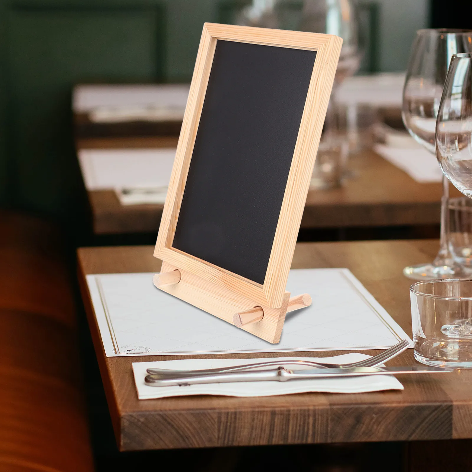 Compact Desktop Vertical Blackboard Black Wood Chalkboard Sign for Menu Message Board Erasable Chalk Board for Cafe Restaurant