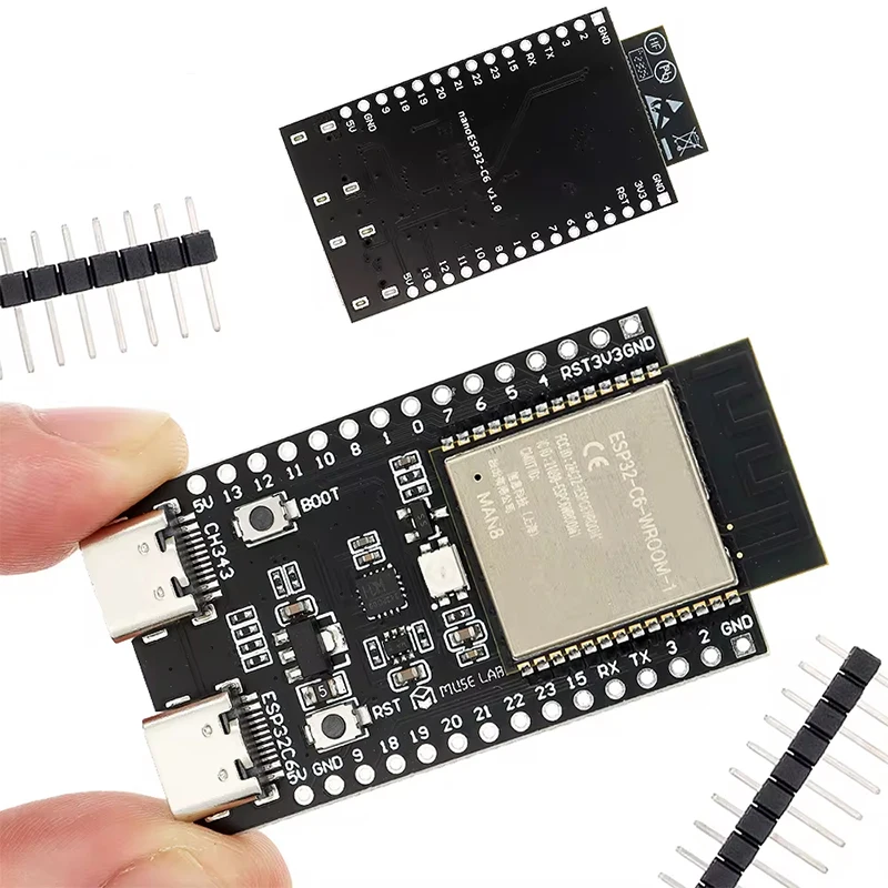 ESP32-C6 ESP32 WiFi+Bluetooth Internet Of Things Dual Type-C Development Board ESP 32 Core Board ESP32-C6-DevKit C For Arduino