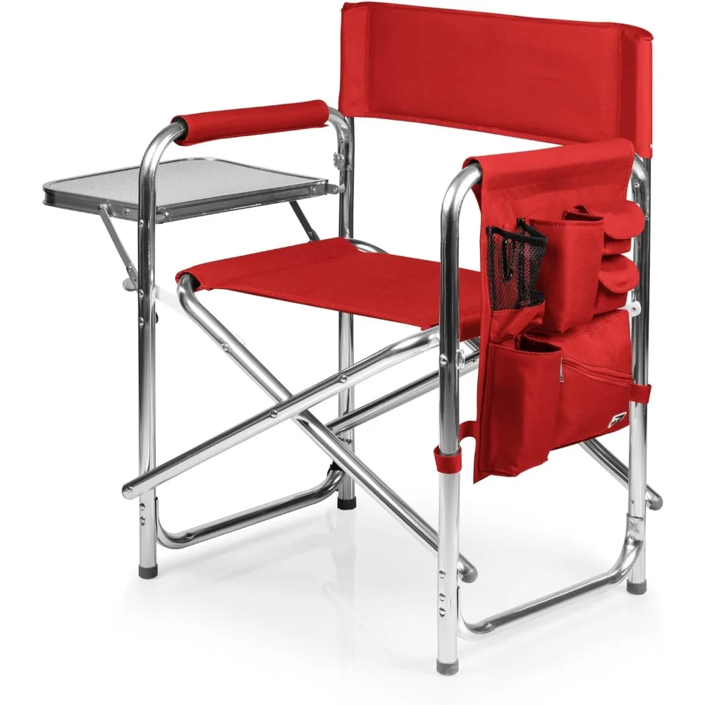 

Sports Chair with Side Table, Beach Chair, Camp Chair for Adults, (Red)