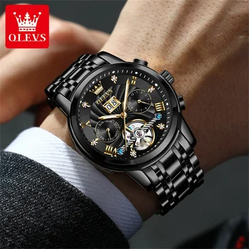 OLEVS Classic Men's Watches Tourbillon Multi-function Full Automatic Men Watch High end Male Wristwatches 3
