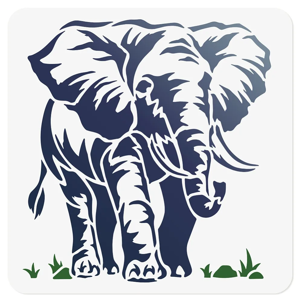 PET-Schablonen zum Ausstechen, Zeichnen und Malen für DIY-Scrapbook-Fotoalbum, Elefant, 300 x 300 mm