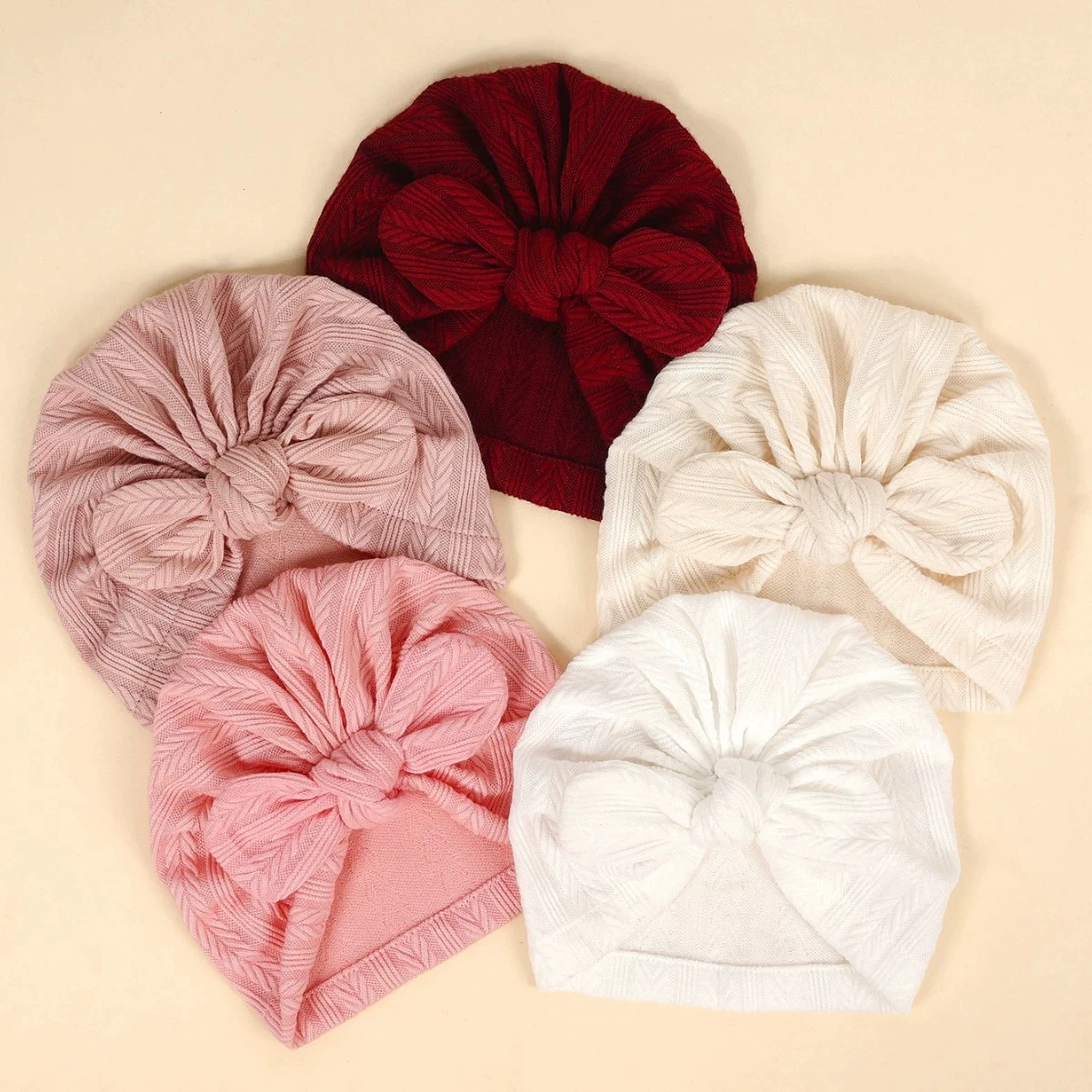 Topi Bayi Perempuan Motif Gand - Infant Beanie Hat With Ears ulasan dan harga