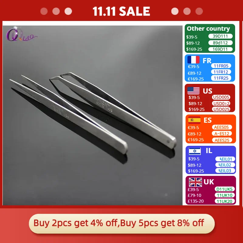 

Excellent Quality 15cm Stainless Steel tweezers Bending head Straight head metal forceps Repairing Tools Dental Tool