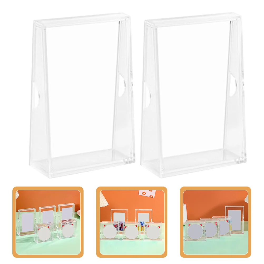 2Pcs Acrylic Currency Collection Box Portable Coin Display Storage Case Transparent Clear Currency Holder Organizer