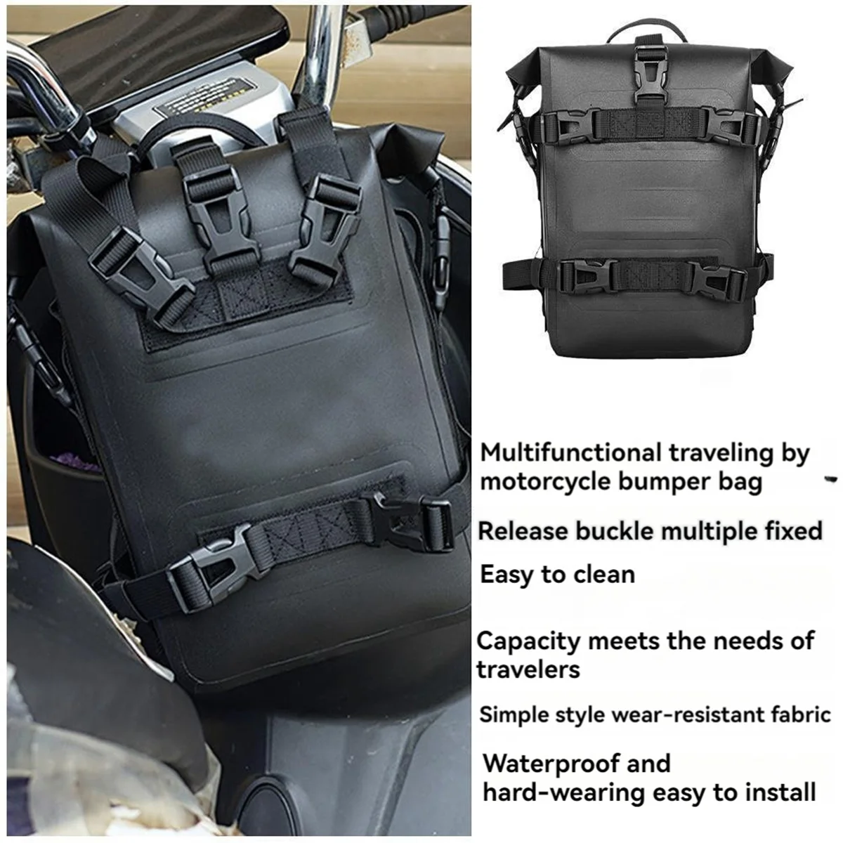 Motorbike Rear Rack Trunk Storage Bag Waterproof Motorcycle Bumper Bag with Shoulder Strap Riding Tools,Cycling Backpack