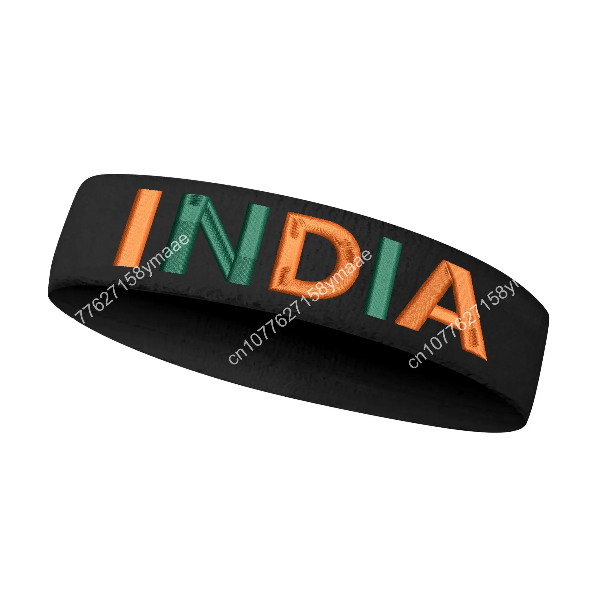 India Flag Embroidered Sports Headband Mens Womens Sweatband Bandana Fitness Sweat Absorb Band DIY Name & Team Name & Colors