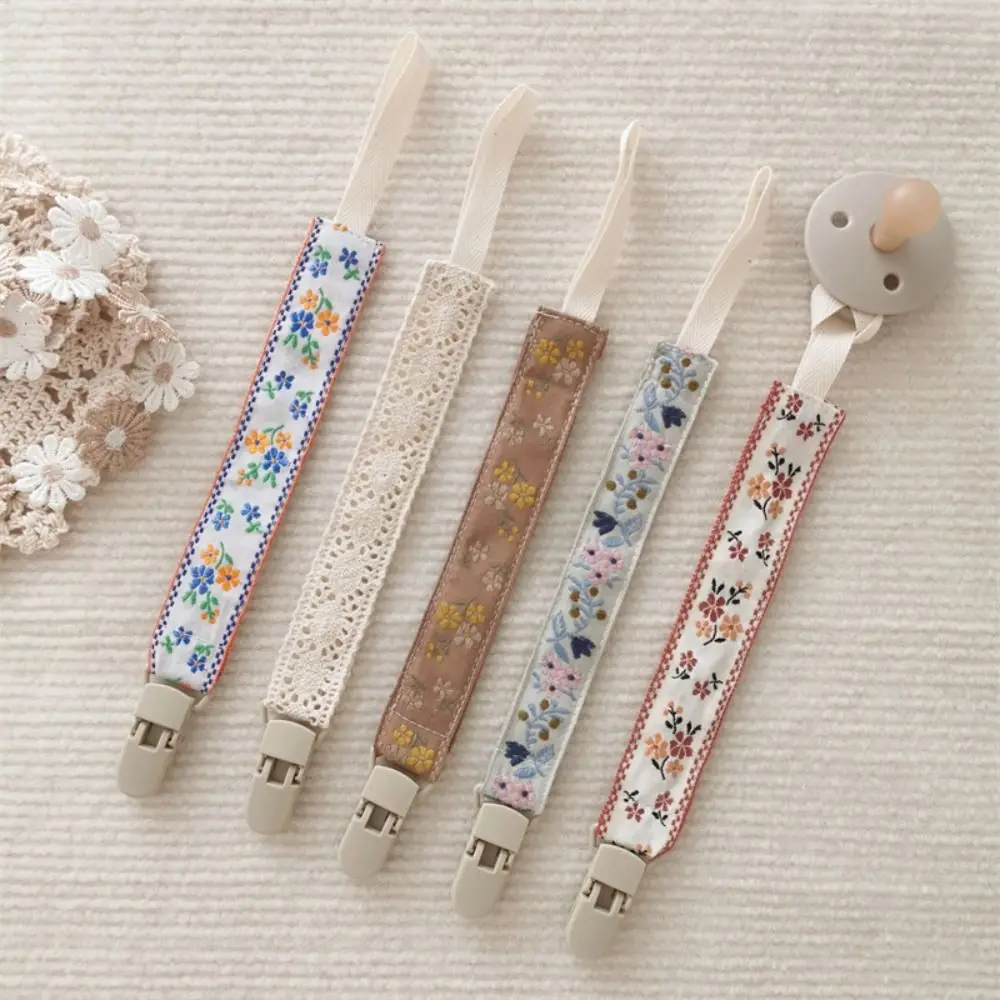 Ethnic Style Baby Cloth Pacifier Chain Floral Adjustable Soother Holder Teether Toys Straps Dummy Clips Nipple Holder Clips Baby
