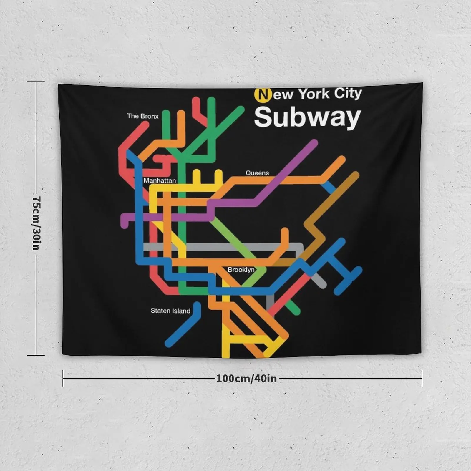 NYC Subway diagram, black background Tapestry Aesthetic Home Decor Funny Nordic Home Decor Tapestry