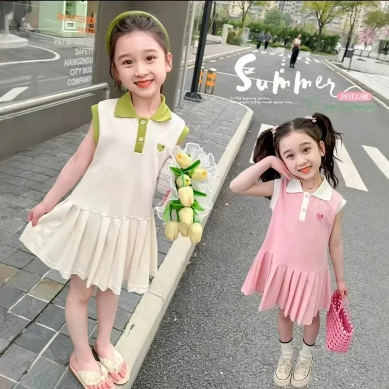 2025 Children Dress Spring Summer Turn-Down Collar Kids Clothes Fashion Toddler Baby Girls Clothing Summer Dress Girl Clothes