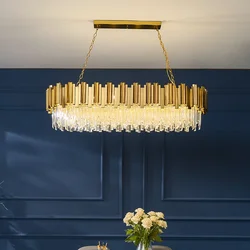 Modern Luxury Shiny Gold E14 Led Pendant Lights Dining Room Lustre Crystal Droplight Indoor Lighting Suspend Lamp Fixtures