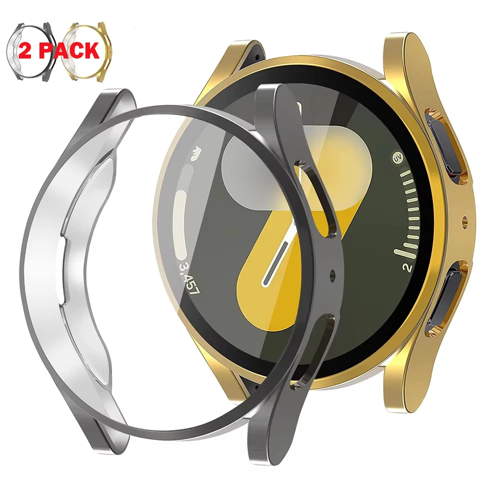 

2PCS TPU Full Case For Samsung Galaxy Watch 7-FE 5 4 40/44mm Cover Coverage Plating Bumper Screen Protector watchcase Accessorie