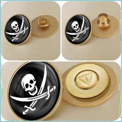 Jolly Roger Jack Rackham Pirate Flag Brooch Badges Lapel Pins