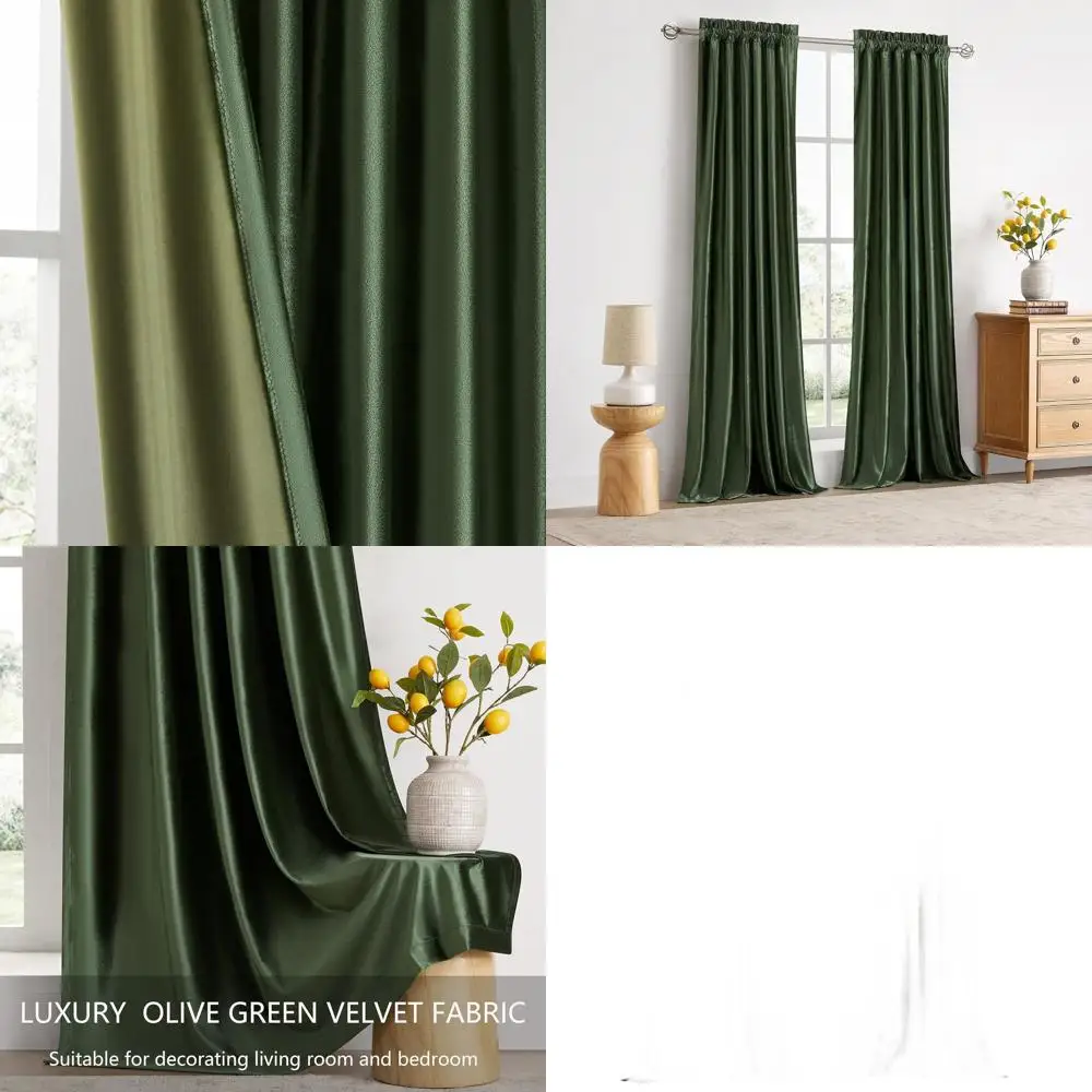 

120 бархатных оливково-зеленых затемняющих штор, полуD ddying Rod Pocket Panels для гостиной и спальни (набор из 2 шт.)